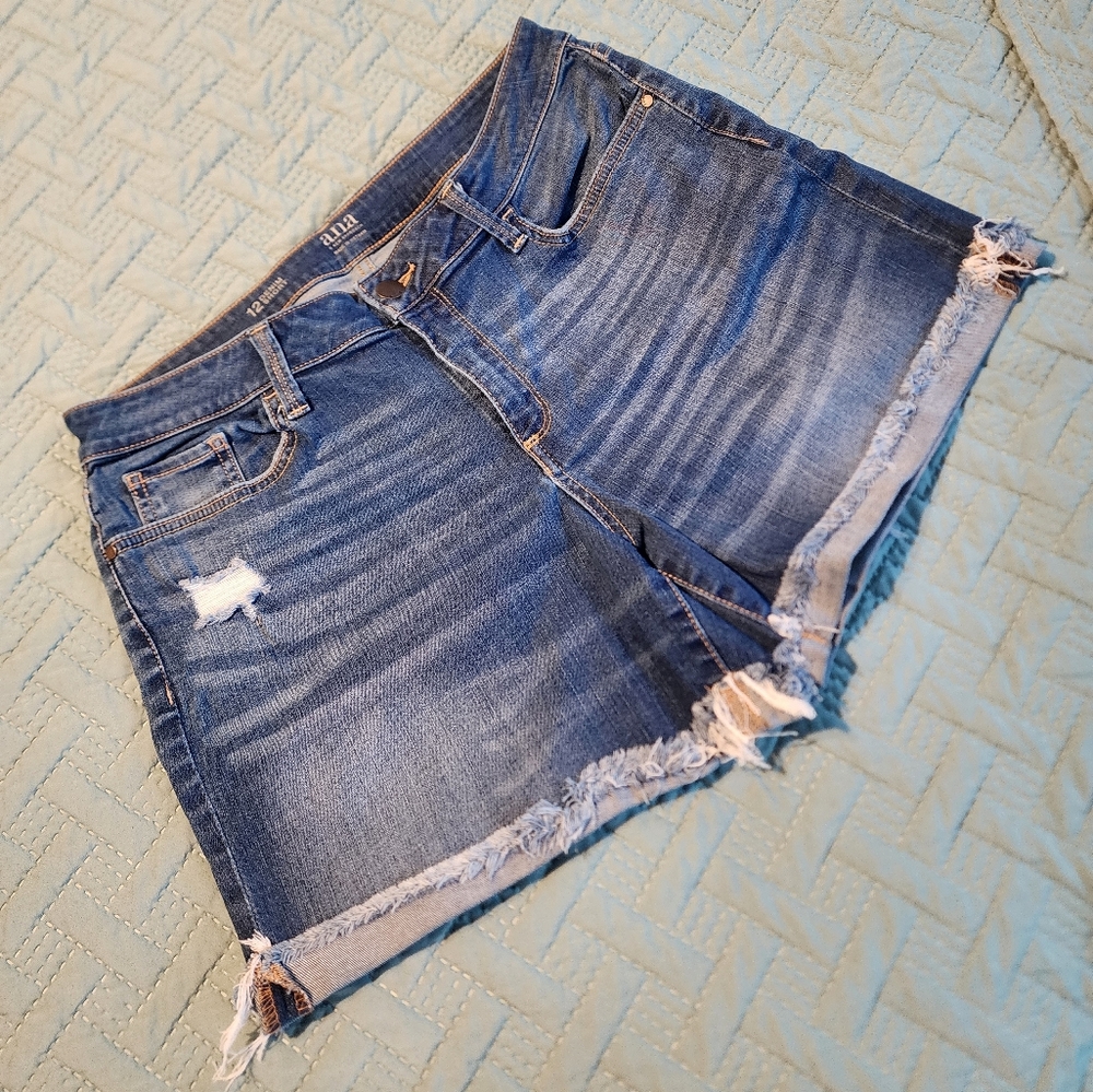 a.n.a Distressed Blue Jean Shorts